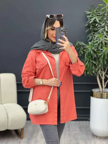 مانتو آستین برش‌دار سر جیب دکمه