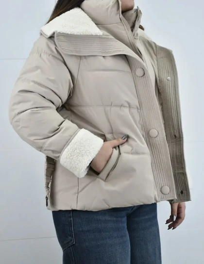 کاپشن سه دکمه دخترانه یقه تدی