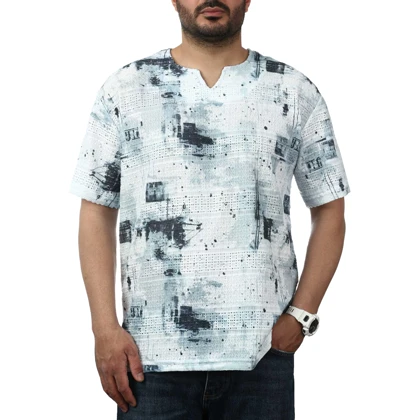 تیشرت آستین کوتاه یقه کوبایی مردانه تن کوک مدل 26212753