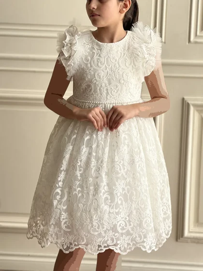 پیراهن تور کمر مرواریدی