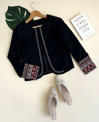 کت کتان گلدوزی شده کد 2491