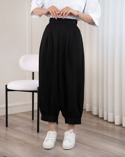 شلوار ساسبندی مشکی کد 29923