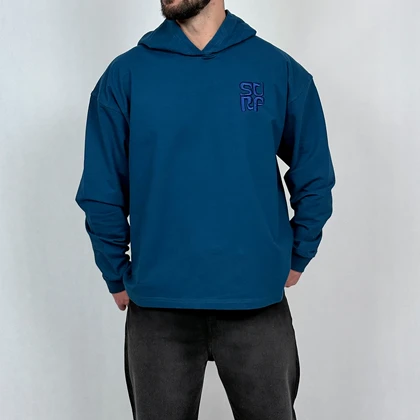 هودی مردانه آبی کله غازی پنبه دو نخ طرح مینیمال