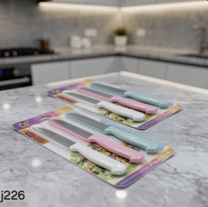 کارد اره ای 6 عددی دسته رنگی