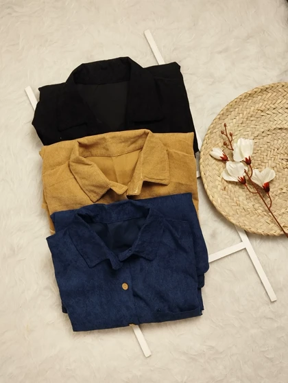 شومیز مانتویی مخمل زنانه کد 403067