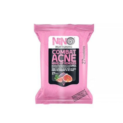 دستمال مرطوب پاک‌کننده آرایش صورت نینو ضد آکنه مناسب پوست مستعد جوش بسته 27 برگی