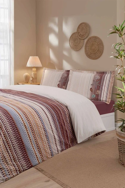 سرویس روتختی دو نفره Özdilek مدل Reef Stripe پنبه - زرشکی