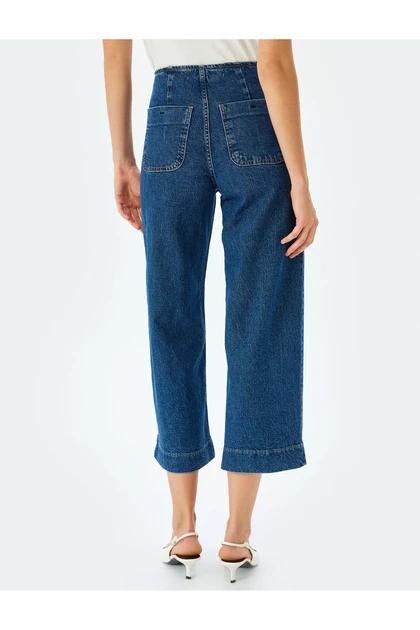 شلوار جیب کوتاه جیب کوتاه قالب کمر بلند - شلوار جین Culotte 5SAL40057MD