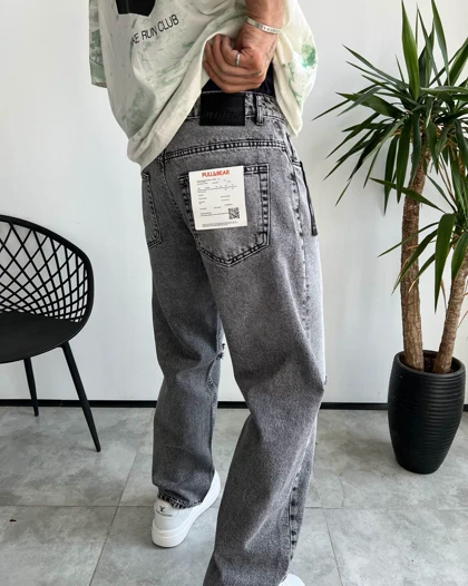 شلوار بگ استایل طوسی زانو زاپ‌دار PULL&BEAR