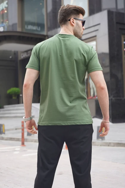 تیشرت مردانه بیسیک Regular Fit سبز خاکی 6131