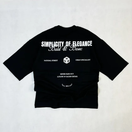 تیشرت دو نخ طرح Elegance رنگ مشکی