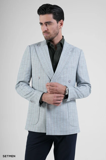 کت مردانه نیم آستر شش دکمه دیپلمات