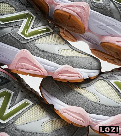 کفش کتانی زنانه طوسی لیمویی صورتی NEW BALANCE 9060