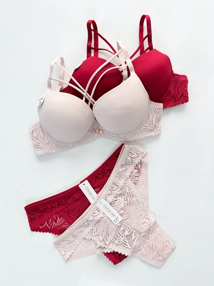 ست شورت و سوتین فنر دار هارنس دار گیپور