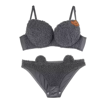 ست شورت و سوتین اسفنجی تدی ببعی رنگ طوسی کد E008