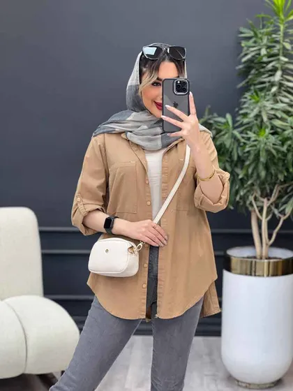 مانتو لینن رنگی بغل چهار دکمه