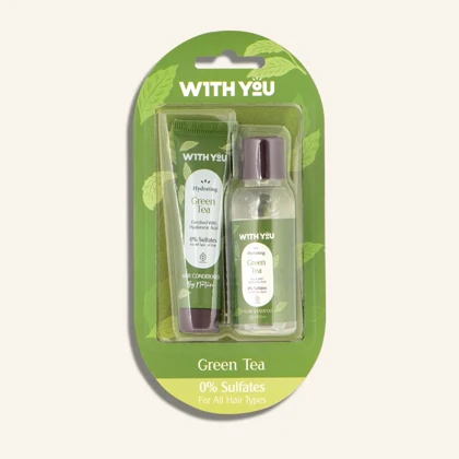 پک مسافرتی شامپو و نرم‌کننده ویت یو With You مدل Green Tea