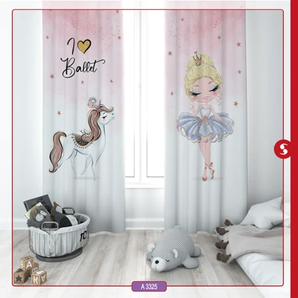 پرده پانچی اتاق کودک برند مینوریا طرح دخترانه کد p-513