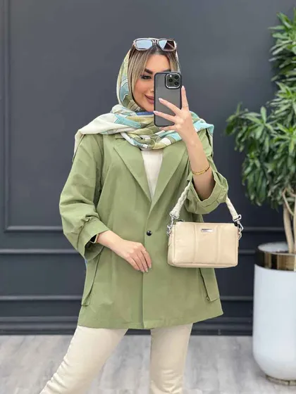 مانتو لینن پشت دکمه سرشانه پاگن