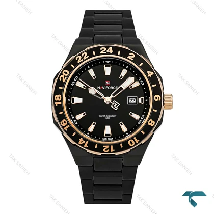 ساعت مچی مردانه نیوی فورس NF9249 مشکی قاب طلایی NaviForce-7758-G