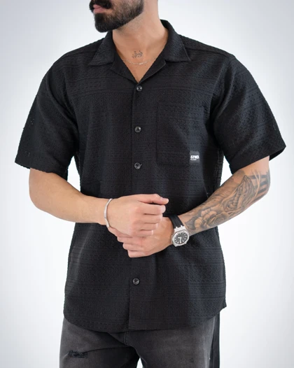 پیراهن/گیپوری مردانه مشکی-کد4776