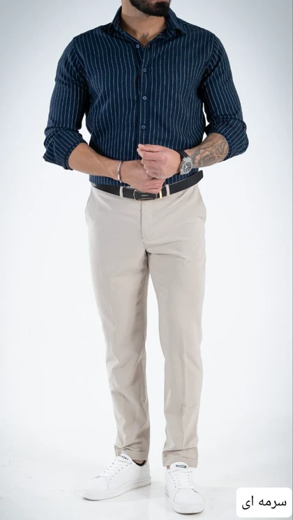 پیراهن مردانه راه راه سپهر_کد4704