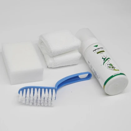 کامل ترین پک اسپری تمیزکننده کفش اسپری، فرچه، دستمال، ابر