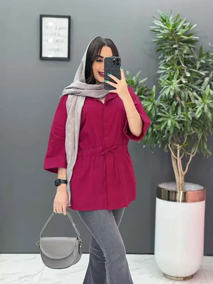 مانتو لینن دکمه مخفی کمرگت
