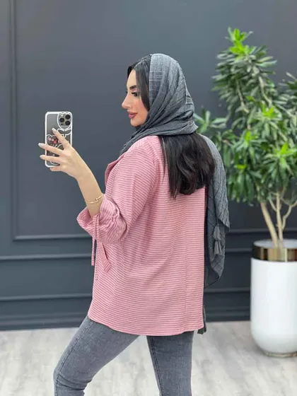 مانتو راه راه آستین گت دار