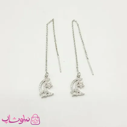گوشواره بخیه ای YSX طرح ماه و ستاره نقره ای