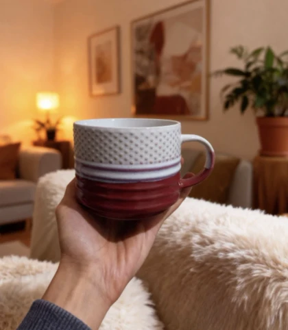 ماگ سرامیکی دو رنگ طرح دار