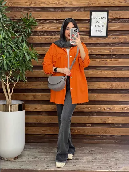 مانتو ریش دار دکمه فلزی