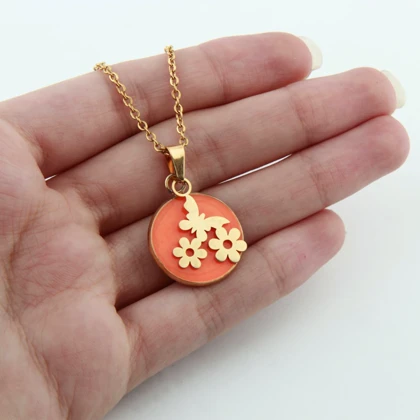 گردنبند دخترانه مدل گل پروانه