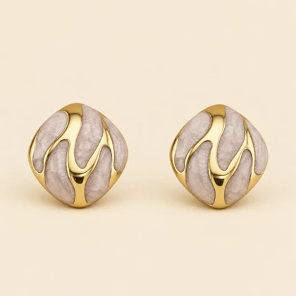 گوشواره میناکاری موج طلایی کد M57