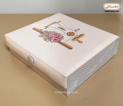 جعبه و وسایل خیاطی طرح چرخ خیاطی
