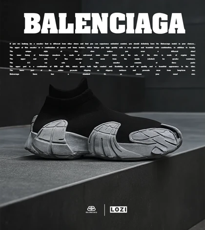 کفش کتانی مردانه مشکی طوسی BALENCIAGA مدل 6939