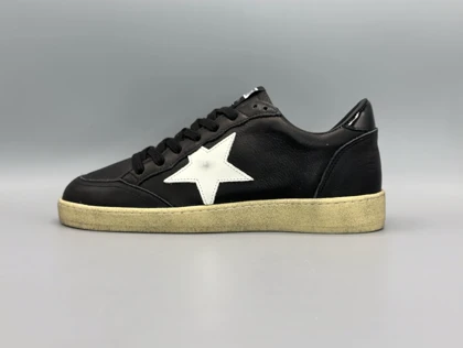 کتانی گلدن گوس بال استار چرم مشکی سفید مشکی/Golden Goose Ball star