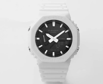 ساعت جی شاک 2100سفید صفحه مشکی