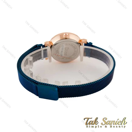 ساعت دیور زنانه بند حصیری سورمه ای رزگلد Dior-4462-L