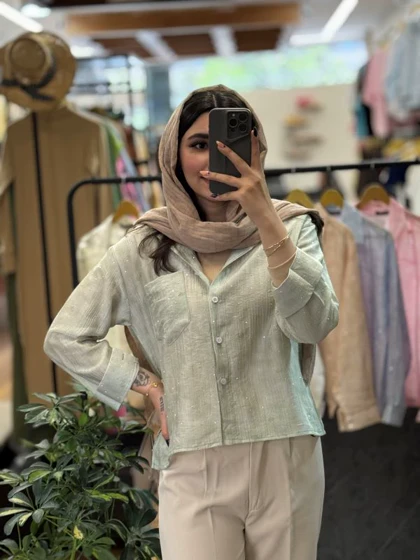 شومیز شیشه ای نگینی-1042