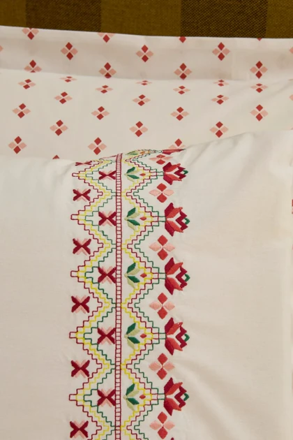 سرویس روتختی پیکه دو نفره Karaca Home مدل Vion Nish Set پنبه - چندرنگ