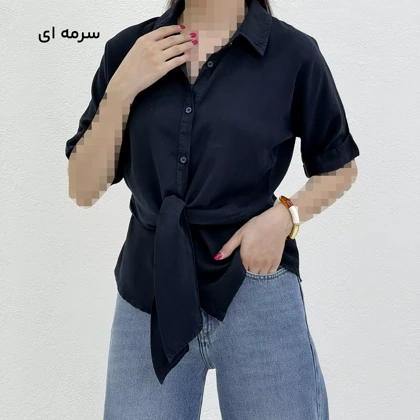 شومیز زنانه سیلک جلو گره‌ای