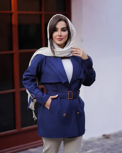 بارانی یقه آمریکایی رز کد 2131
