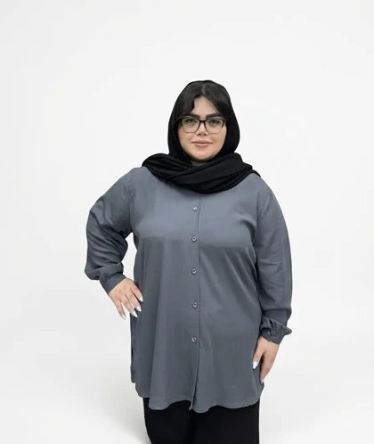 شومیز یقه دار گل بابونه سایز بزرگ