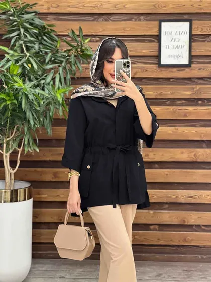 مانتو دکمه مخفی بغل جیب