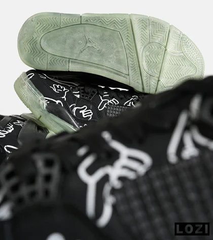 کفش کتانی ساق‌دار مردانه مشکی سبز Jordan 4 x Kaws مدل 7161