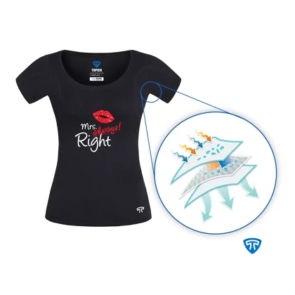 تیشرت نانو آنتی باکتریال ضد تعریق زنانه مشکی طرح mrs.Right