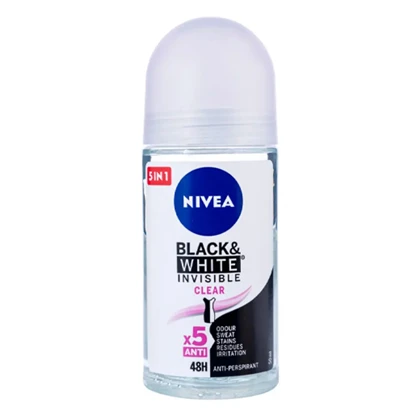 رول ضد تعریق زنانه نیوا مدل Black & White Invisible Clear – حجم 50 میل