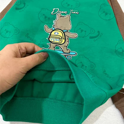 بلوز بچه گانه دورس سبز طرح خرس کیفدار