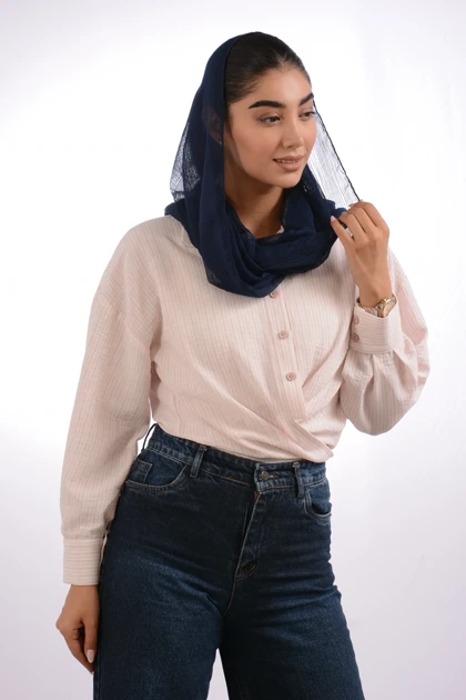 شومیز گره‌ای لینن ملانژ عسل
